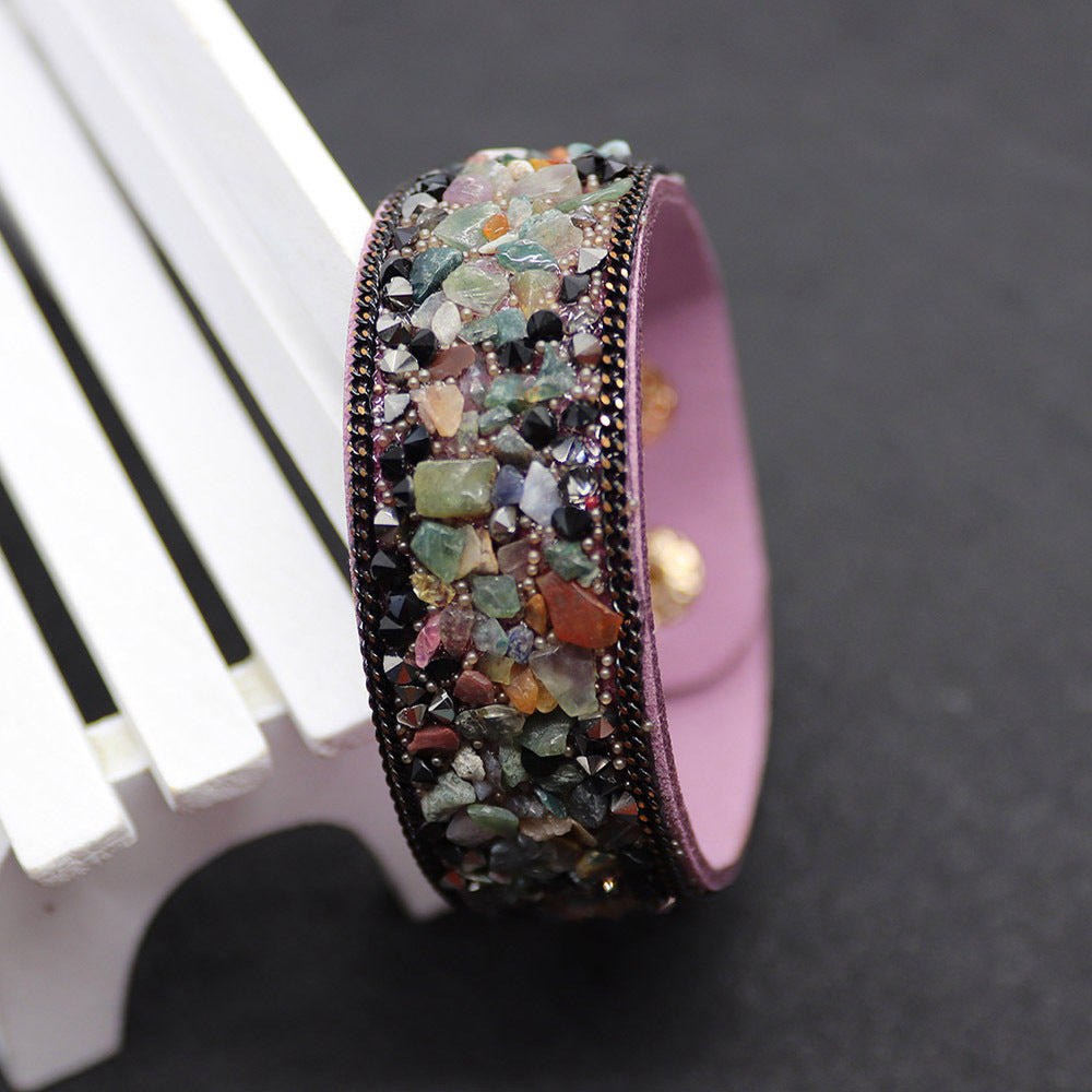 Brazalete de grava con incrustaciones de cuero al por mayor